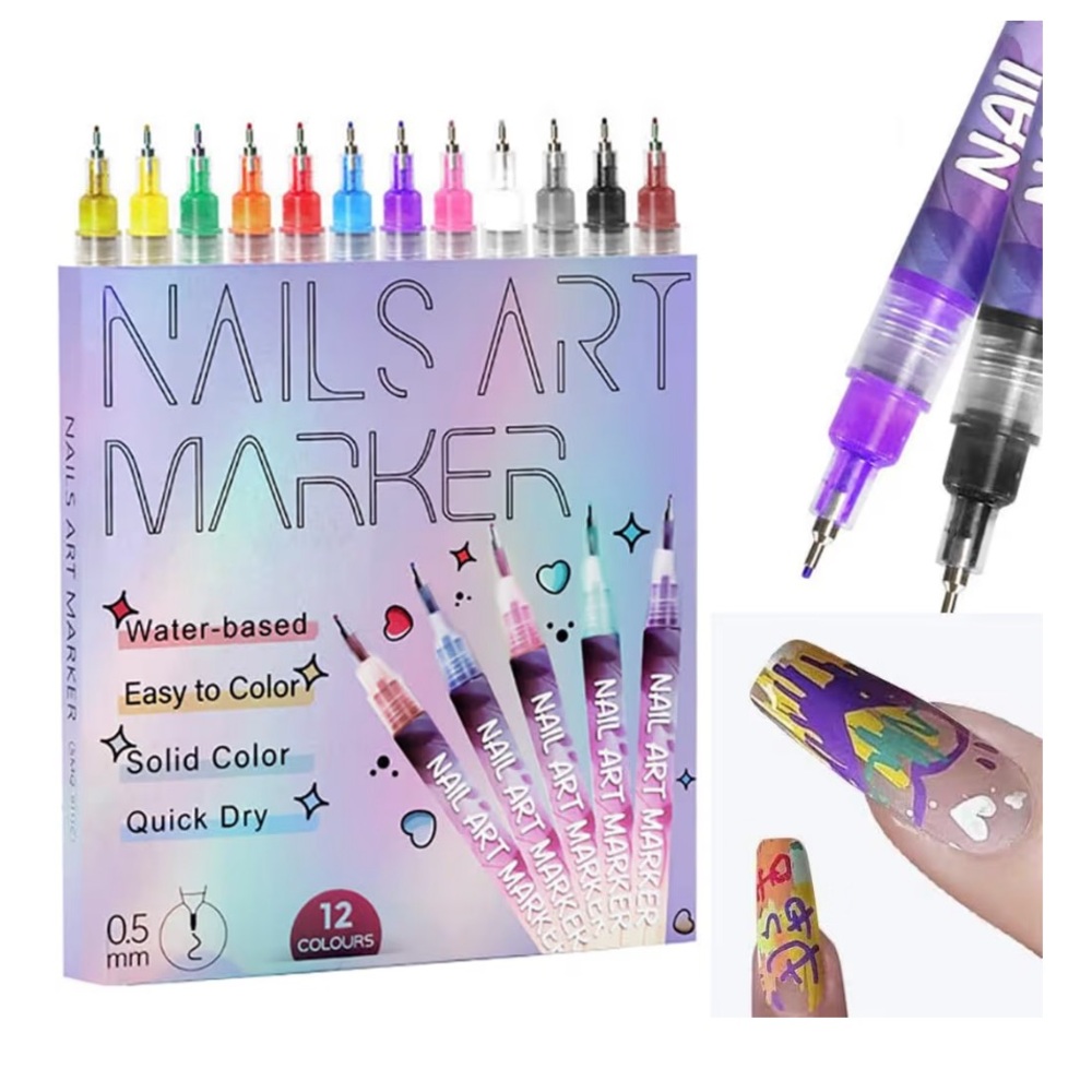 12 Colors Nail Art Pens Kit